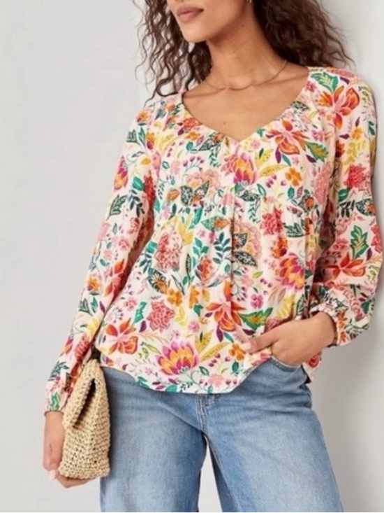 Old Navy Tops - Tropical Peasant Blouse Women's L